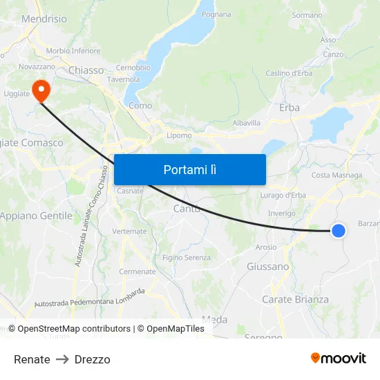 Renate to Drezzo map