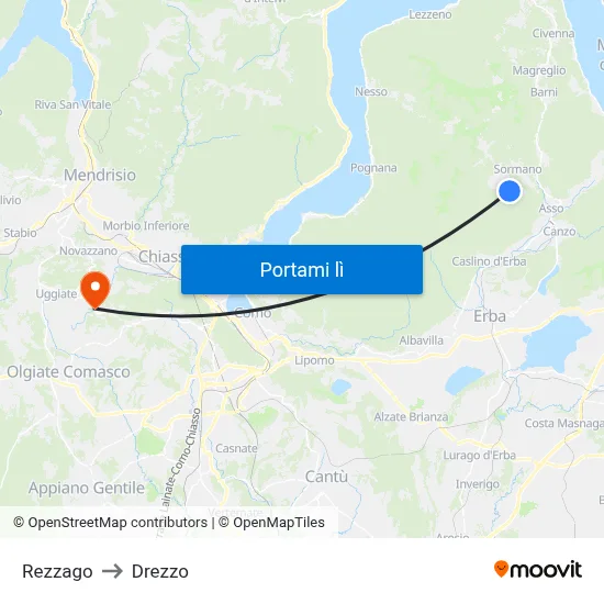 Rezzago to Drezzo map