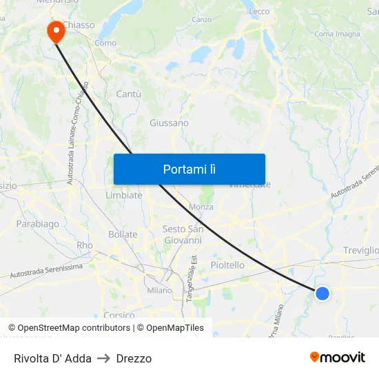 Rivolta D' Adda to Drezzo map