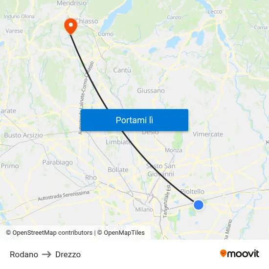 Rodano to Drezzo map