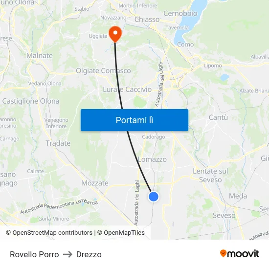 Rovello Porro to Drezzo map