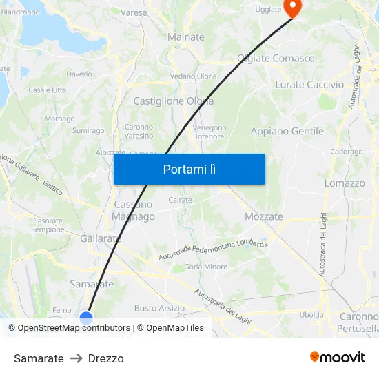 Samarate to Drezzo map