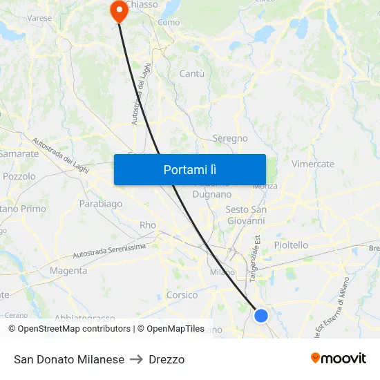 San Donato Milanese to Drezzo map