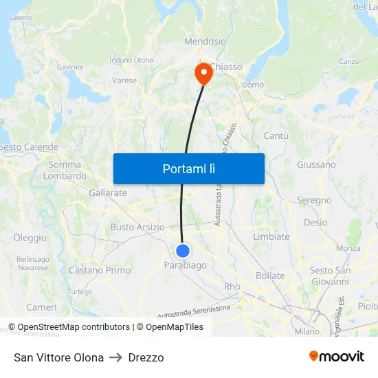 San Vittore Olona to Drezzo map