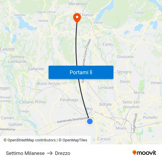 Settimo Milanese to Drezzo map