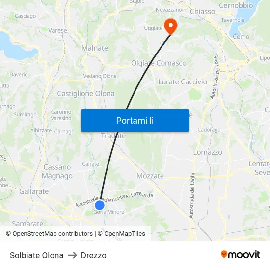 Solbiate Olona to Drezzo map