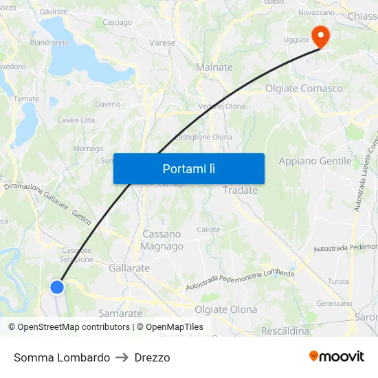 Somma Lombardo to Drezzo map