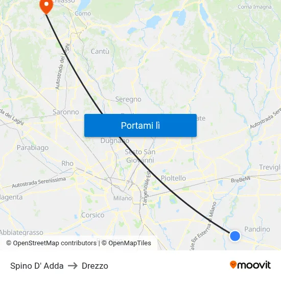 Spino D' Adda to Drezzo map
