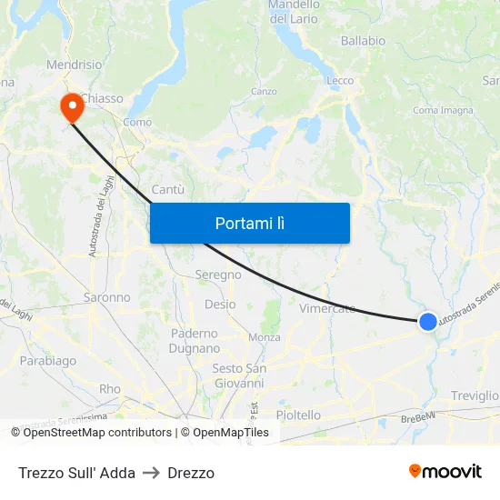Trezzo Sull' Adda to Drezzo map