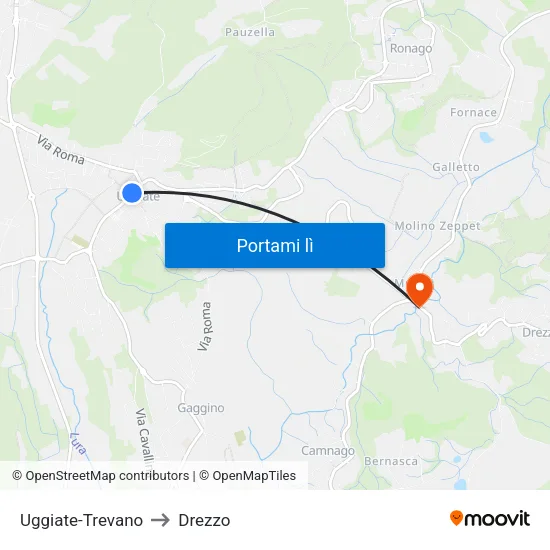 Uggiate-Trevano to Drezzo map