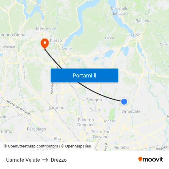 Usmate Velate to Drezzo map