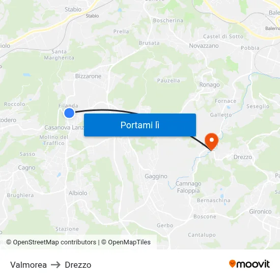 Valmorea to Drezzo map
