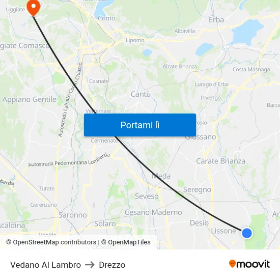 Vedano Al Lambro to Drezzo map