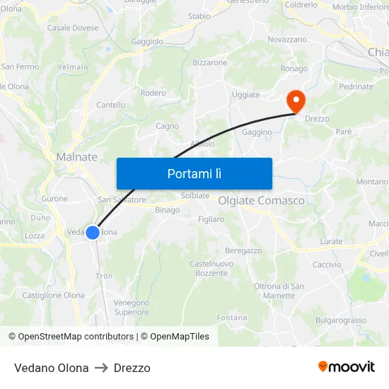 Vedano Olona to Drezzo map