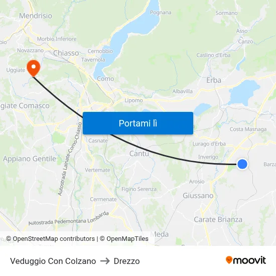 Veduggio Con Colzano to Drezzo map