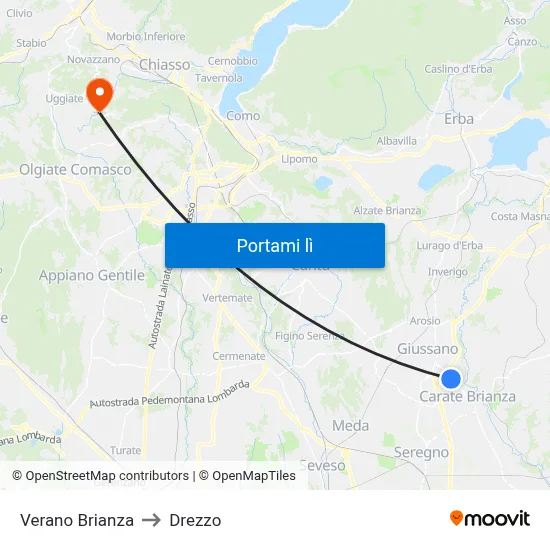 Verano Brianza to Drezzo map