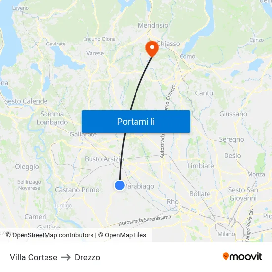 Villa Cortese to Drezzo map