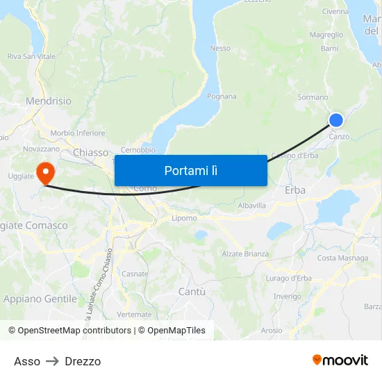 Asso to Drezzo map