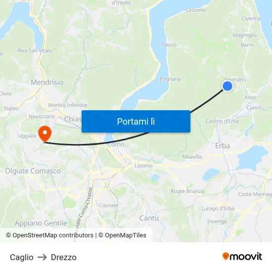 Caglio to Drezzo map