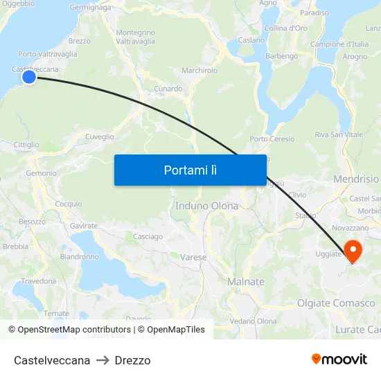 Castelveccana to Drezzo map