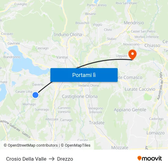 Crosio Della Valle to Drezzo map