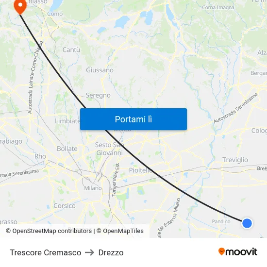 Trescore Cremasco to Drezzo map