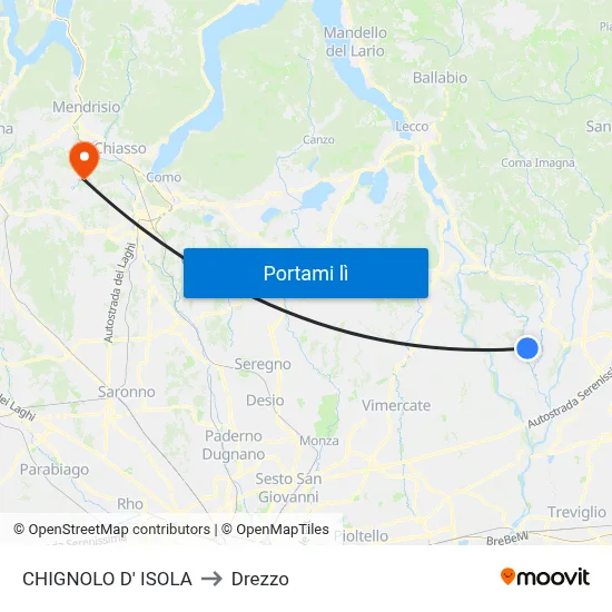 CHIGNOLO D' ISOLA to Drezzo map