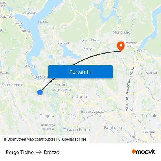 Borgo Ticino to Drezzo map