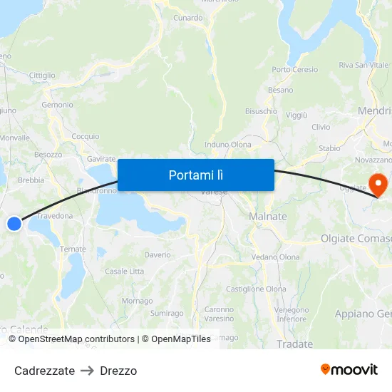 Cadrezzate to Drezzo map