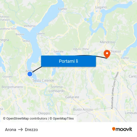 Arona to Drezzo map