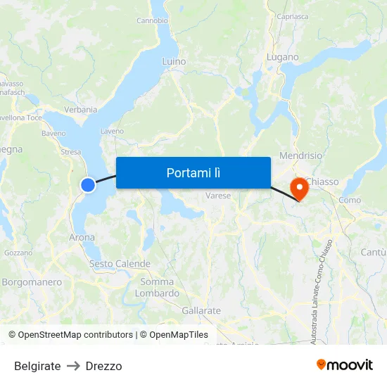 Belgirate to Drezzo map