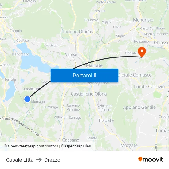 Casale Litta to Drezzo map