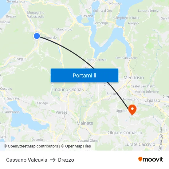Cassano Valcuvia to Drezzo map