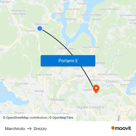 Marchirolo to Drezzo map