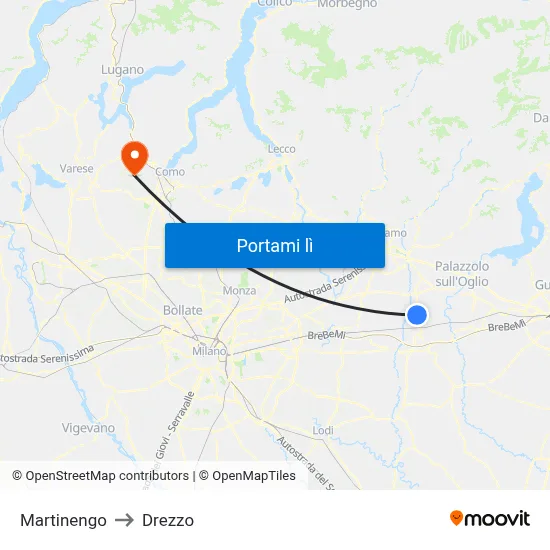 Martinengo to Drezzo map