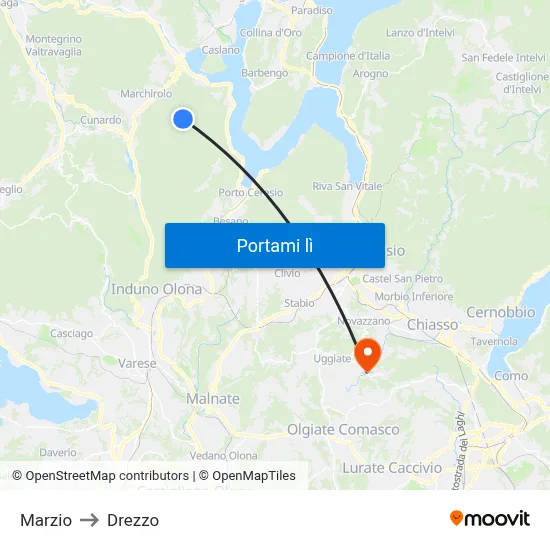 Marzio to Drezzo map