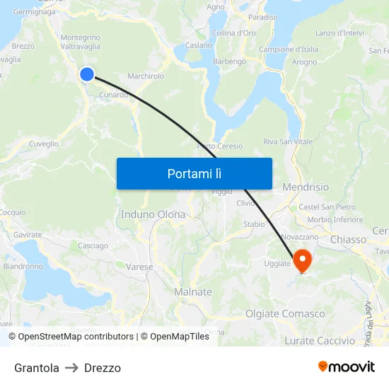 Grantola to Drezzo map