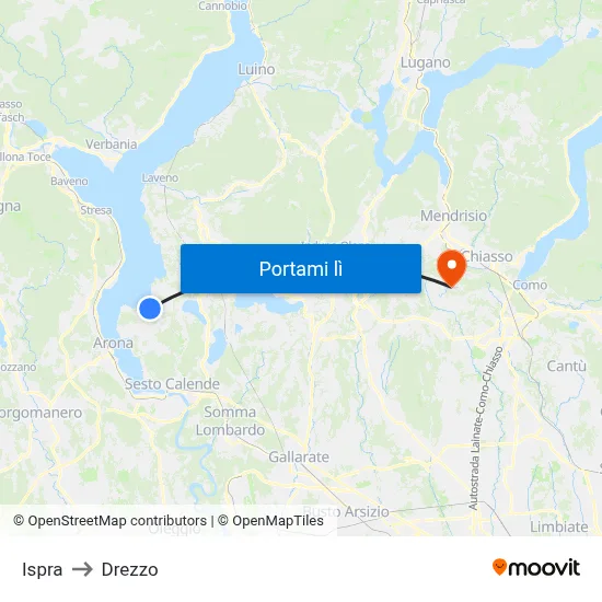 Ispra to Drezzo map