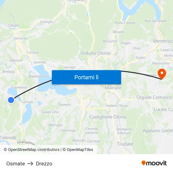 Osmate to Drezzo map