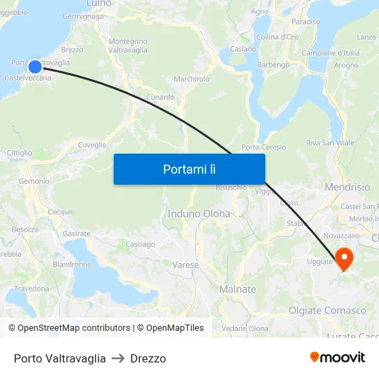 Porto Valtravaglia to Drezzo map