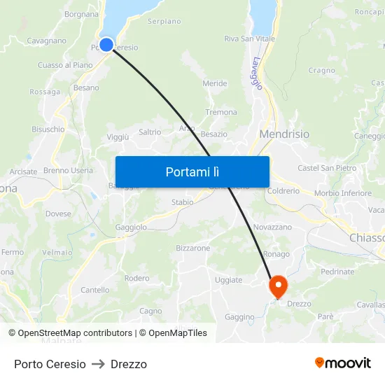 Porto Ceresio to Drezzo map