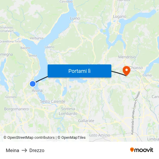 Meina to Drezzo map