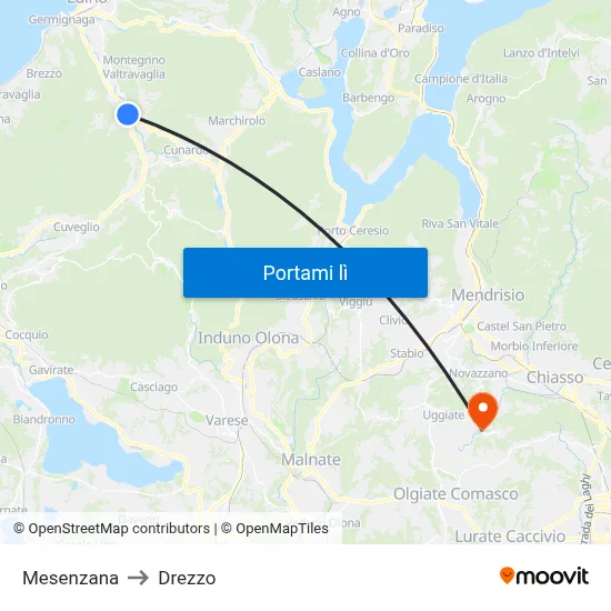 Mesenzana to Drezzo map