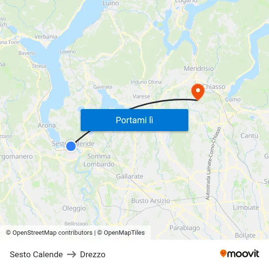 Sesto Calende to Drezzo map