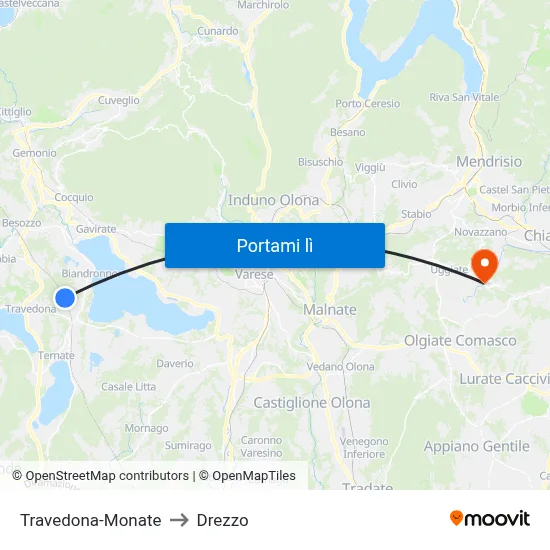 Travedona-Monate to Drezzo map