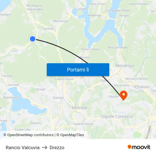 Rancio Valcuvia to Drezzo map