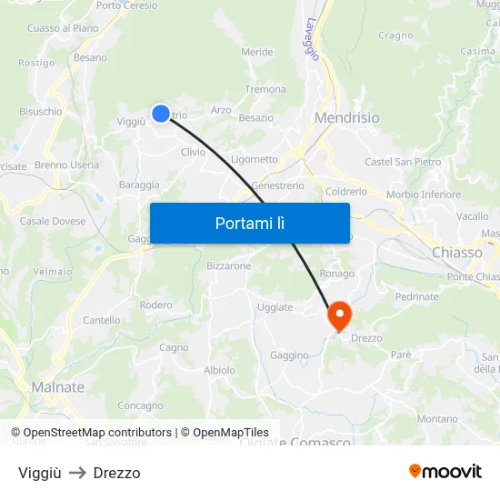 Viggiù to Drezzo map
