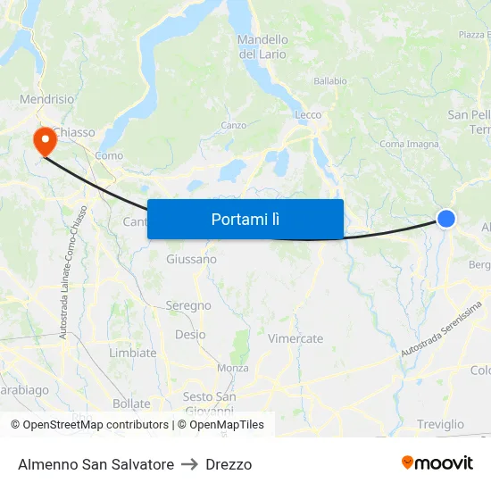Almenno San Salvatore to Drezzo map