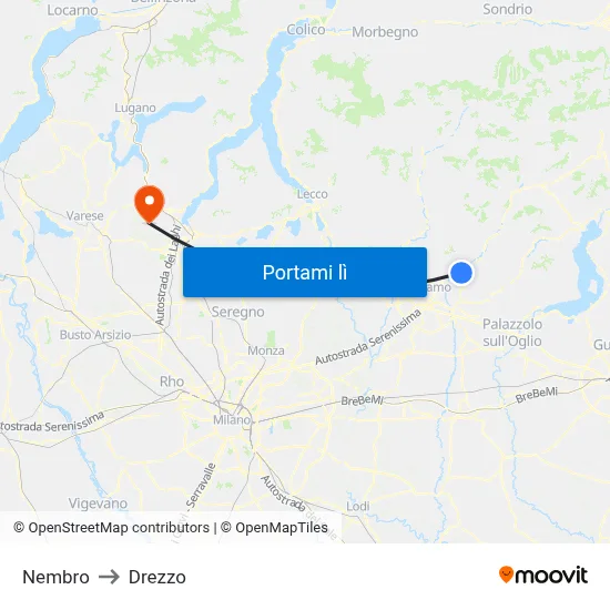 Nembro to Drezzo map