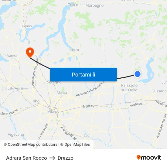 Adrara San Rocco to Drezzo map